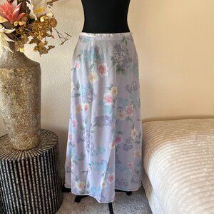 Vintage 90s Bentley Chiffon Lavender Lilac Floral Fairy Flowy Maxi Skirt XL